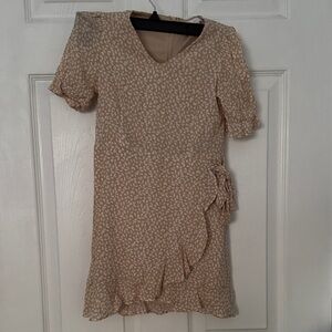 GB Girls Tan Leaf Print Dress